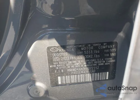 2024 Hyundai Ioniq 6 Se from USA, damaged, VIN KMHM24AA0RA072152